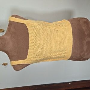 T28 New POL Knit Cable-Trim Tank Top Sz Md Soft Gold Stretch Cropped Reverse Hem